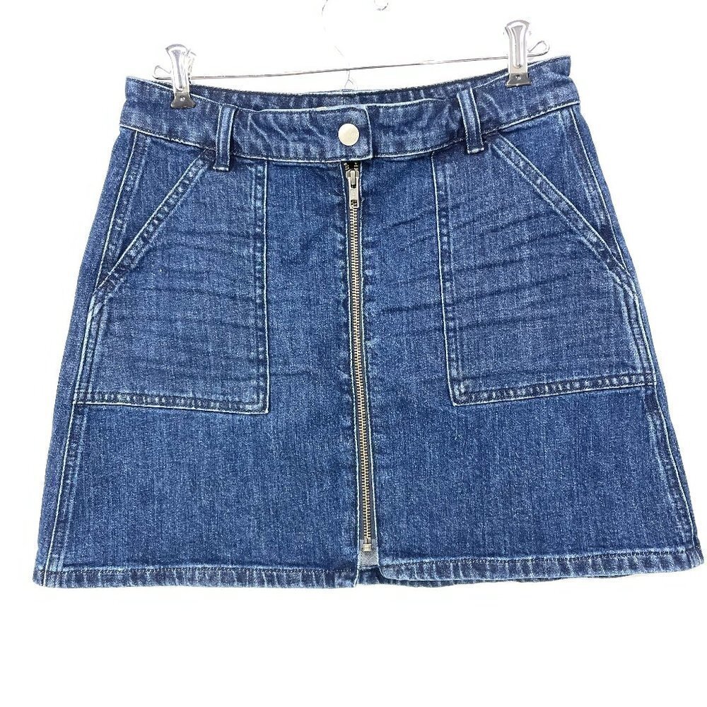 Madewell Mini Denim Skirt‎ Women's Size 27 Front Zip  Dark Wash  Pockets